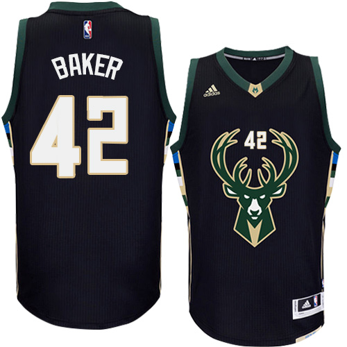 Mens Adidas Milwaukee Bucks 42 Vin Baker Authentic Black Alternate NBA Jersey